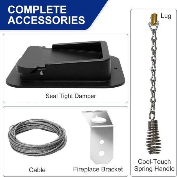Seal Tight Chimney Damper 13 “x13” for Wood-Fueled Masonry fireplaces, The Seal Tight Damper Made of Stainless Steel, Double Seal Design, Energy efficient, Rust, rain and Snow Resistant