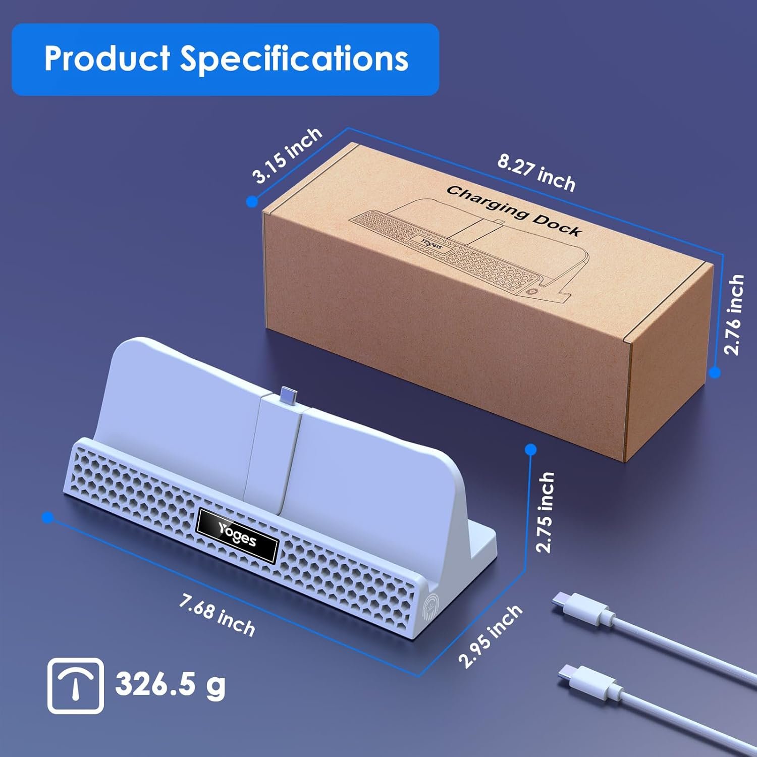 YOGES Charging Dock for PlayStation Portal, 3 in 1 Stand With 14 RGB Light and 4.9ft USB C Cable, Portable Charger Accessories for PS5 Portal Remote Player