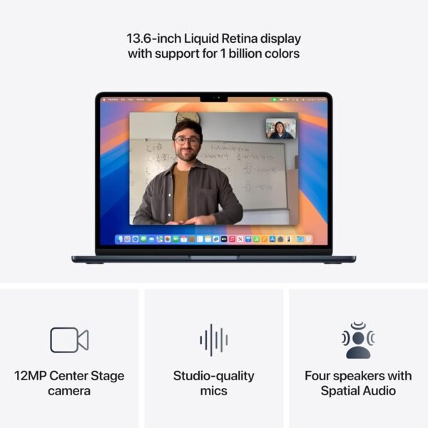 Apple 2025 MacBook Air 13-inch Laptop with M4 chip: Built for Apple Intelligence, 13.6-inch Liquid Retina Display, 24GB Unified Memory, 512GB SSD Storage, 12MP Center Stage Camera, Touch ID; Midnight