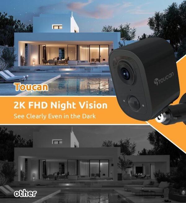 2K Security Cameras Wireless Outdoor, Cameras for Home Security with 2-Way Audio, PIR Motion Detection, Night Vision, Cloud Storage, IP65 Weatherproof, Outdoor Camera Work with Alexa & Google Home