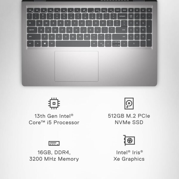 Dell Inspiron 3530 Laptop - 15.6-inch FHD 120Hz Display, Intel Core i5-1334U Processor, 16GB DDR4 RAM, 512GB SSD, Intel Iris Xe Graphics, Windows 11 Home, Migrate Services - Platinum Silver (Aluminum)