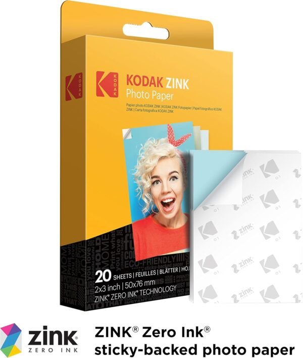 KODAK Step Instant Smartphone Photo Printer - 75 Sheets Bundle - Portable Mini Color Wireless Mobile Printer - Zink 2x3” Sticky-Back Photos - Bluetooth Compatible with Smart Devices - Fun App -Black