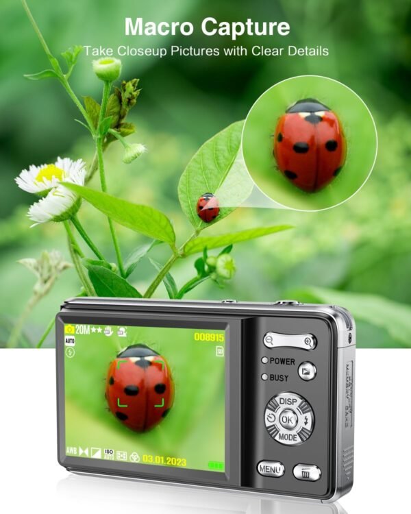 Autofocus Digital Camera for Photography 4K 48MP Macro Kids Digital Camera for YouTube with SD Card 18X Digital Zoom,Flash, Anti-Shake,2 Batteries