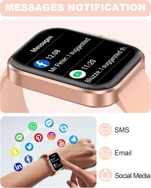 Smart Watch for Women(Answer/Make Call)-1.91" HD Fitness Smart Watch with Heart Rate/Sleep/spO2 Monitor, 113+ Sport Modes, IP68 Waterproof Smart Watch for Android iOS,Gold