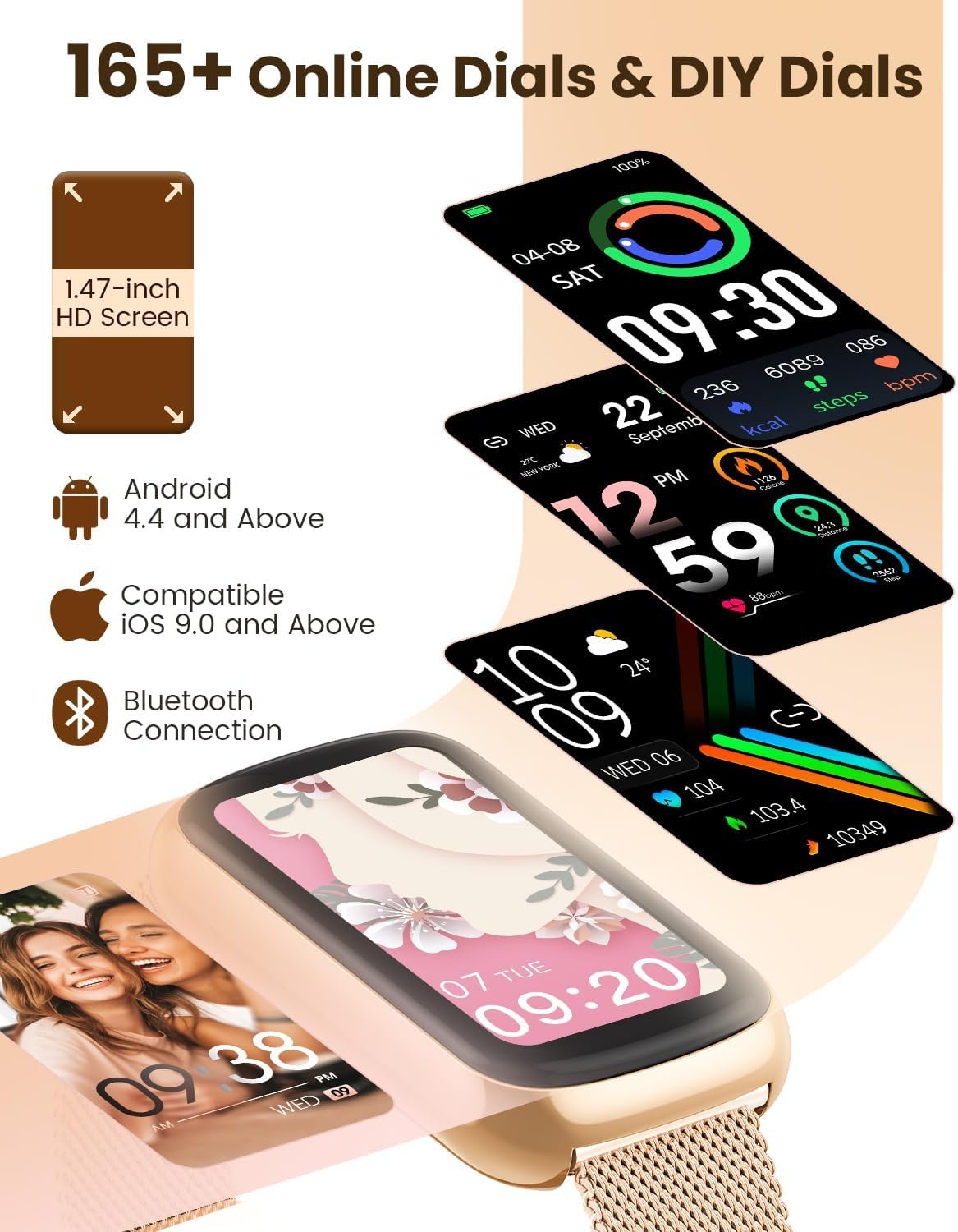 Fitness Tracker- Smart Watches for Women Men with 24/7 Heart Rate Monitor Blood Oxygen Sleep Tracker, Waterproof Fitness Watch, Activity Smartwatch for Android iPhone, Calorie Distance Pedometer, Gift