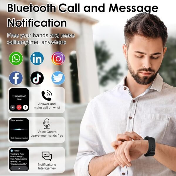 Smart Watches for Men Women - 1.83" HD Smartwatch for Android iOS Compatible with Bluetooth (Answer/Make Calls), Android Watch IP68 Waterproof Fitness Watch, Sleep (Black)