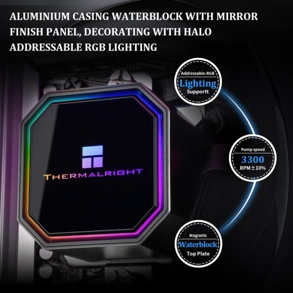 Thermalright Frozen Prism360 Black ARGB CPU Liquid Cooler,Efficient PWM Controlled Pump 3300RPM,3×TL-E12 Series PWM Fan,Water Cooling Computer Parts,for AMD AM4/AM5,Intel 1150/1151/1200/1700/2011