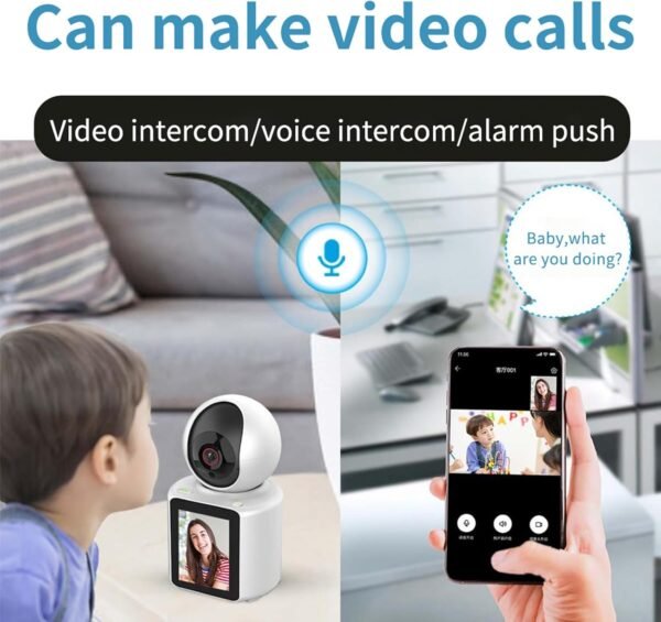 Two-Way Video Calling Camera with 2.8 inch HD Screen, 1080P Indoor Home Security Camera, Indoor Home Nanny Camera, Pet Camera, Dog Camera, Baby/Nanny Camera with Phone App