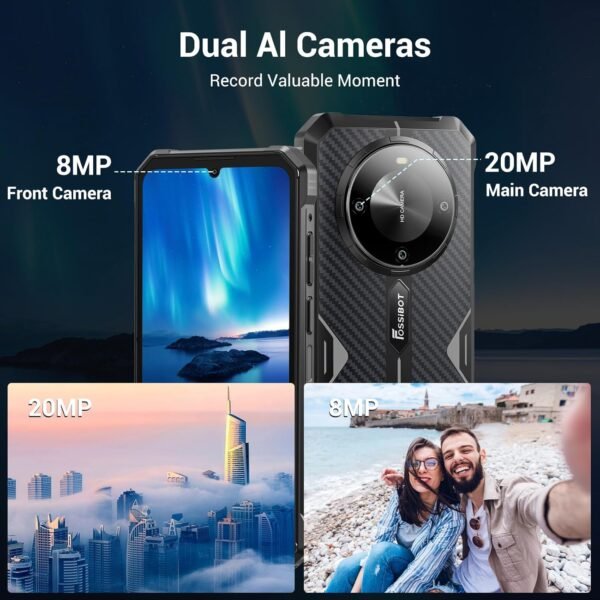 FOSSIBOT F105 Rugged Smartphone Unlocked, Android 14, 10300mAh Large Battery 12+64GB/128GB Storage 6.75" FHD Display 8MP+20MP Camera IP68/IP69K Waterproof Cell Phone 4G Dual SIM OTG