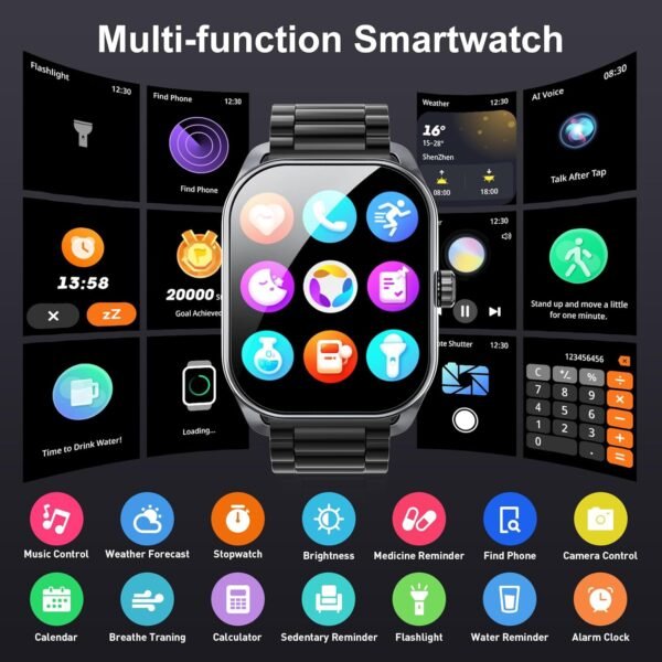 Curve Military Smart Watch for Men(Answer/Make Call), 2.01" Smartwatch with Heart Rate/Sleep Monitor, Fitness tracker with 120+ Sports Modes IP68 Waterproof Fitness Watch for Android iOS (2 Straps)