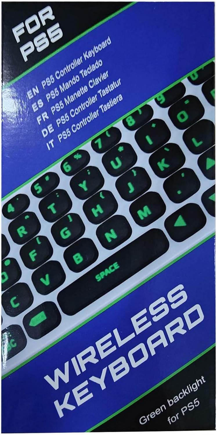 TiMOVO PS5 Controller Keyboard with Green Backlight, Wireless Bluetooth Keypad Chatpad for Playstation 5 Controller, Mini Game Keyboard Built-in Speaker with 3.5mm Audio Jack for PS5 Accessories,White