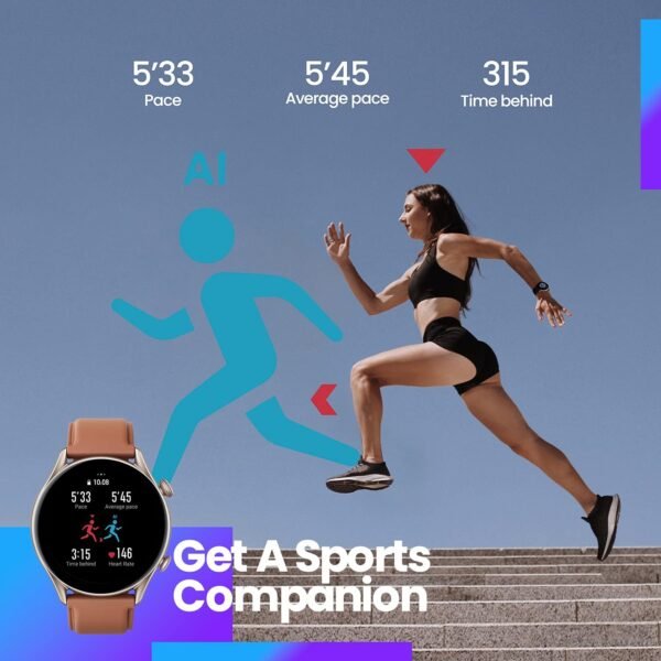 Amazfit GTR 3 Pro Smart Watch for Men 46mm, 14-Day Battery Life, GPS, Alexa Built-In, Bluetooth Calls, Fitness Tracker with 150+ Sports Modes, Sleep Heart Rate Tracking, for Android iPhone, Black