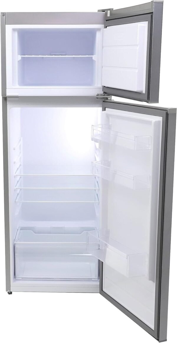 West Bend WBRT73S Apartment Refrigerator Freestanding Slim Design Full Fridge with Top Freezer for Condo, House, Small Kitchen Use, 7.4 cu.ft, Metallic