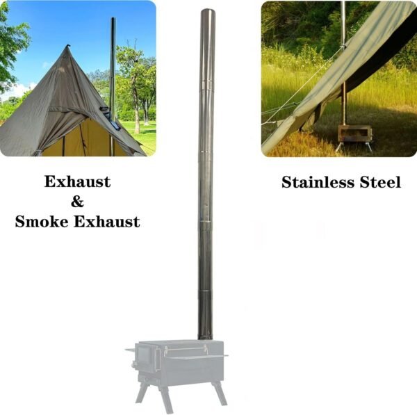 Stove Pipe 2.36" Chimney Pipe Thicken Stainless Steel Solowilder Chimney Cap Wood Stove Flue Extend 14" (7 pcs)