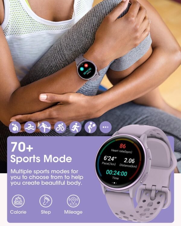 RUXINGX Smart Watches for Women [Make Call/Answer/400+Watch Face] Android & iPhone Compatible, 1.27" Fitness Tracker 24/7 Heart Rate Sleep Steps SpO2 Monitor, IP68 Waterproof Fitness Watch, Purple
