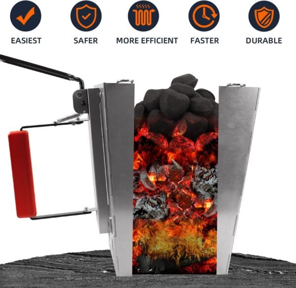 Mi hogar Collapsible Charcoal Chimney Starter for Lawn and Patio-Outdoor Cooking Tools & Camping Stoves