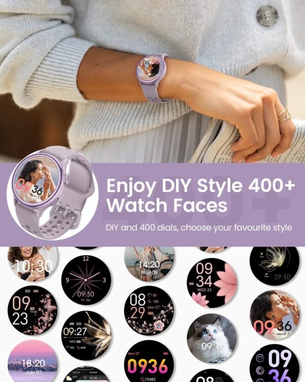RUXINGX Smart Watches for Women [Make Call/Answer/400+Watch Face] Android & iPhone Compatible, 1.27" Fitness Tracker 24/7 Heart Rate Sleep Steps SpO2 Monitor, IP68 Waterproof Fitness Watch, Purple
