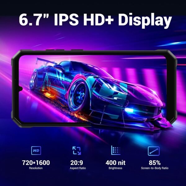 FOSSIBOT F105 Rugged Smartphone Unlocked, Android 14, 10300mAh Large Battery 12+64GB/128GB Storage 6.75" FHD Display 8MP+20MP Camera IP68/IP69K Waterproof Cell Phone 4G Dual SIM OTG