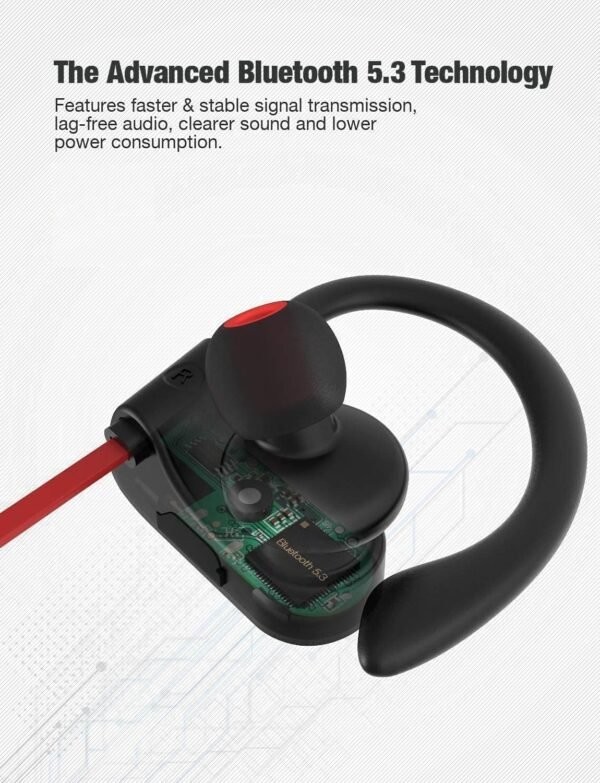 Otium Bluetooth Headphones, Wireless Earbuds IPX7 Waterproof Sports Earphones with Mic HD Stereo Sweatproof in-Ear Earbuds Gym Running Workout 15 Hour Battery Sound Isolation Headsets