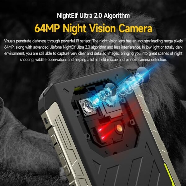 Ulefone Armor 22 Pro 256GB Unlocked Rugged Smartphone, MTK G96 Android 14 Cell Phone, 64MP+64MP Night Vision Camera, 6.58" FHD+, 6600mAh 33W, Dual SIM 4G Rugged Phone Unlocked, NFC GPS OTG FM, Black
