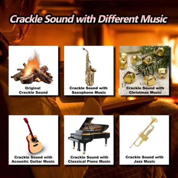 Bass-Boosted Electric Fireplaces Crackler Sound Box,Fire Crackling Speaker Machine,Rechargeable Portable Sound Box for,White Noise,24 Hours Playtime,190+ Different Music