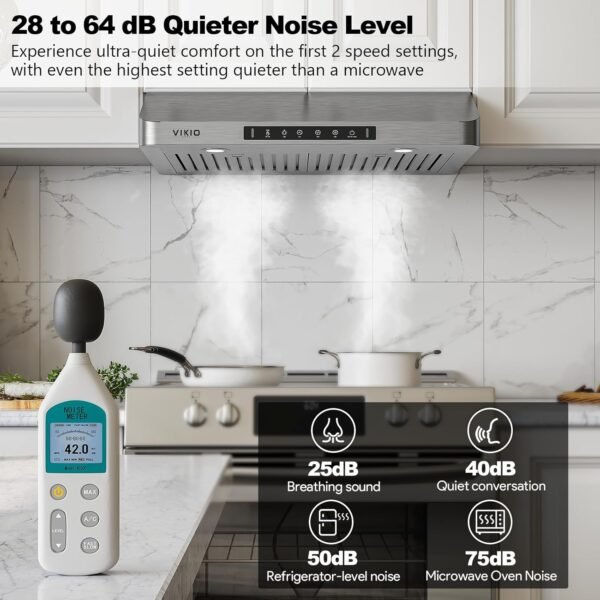 Range Hood 30 inch Under Cabinet,Kitchen Hood with 980CFM,3Speed Gesture Sensing&Touch Control Panel,Stainless Steel Kitchen Vent