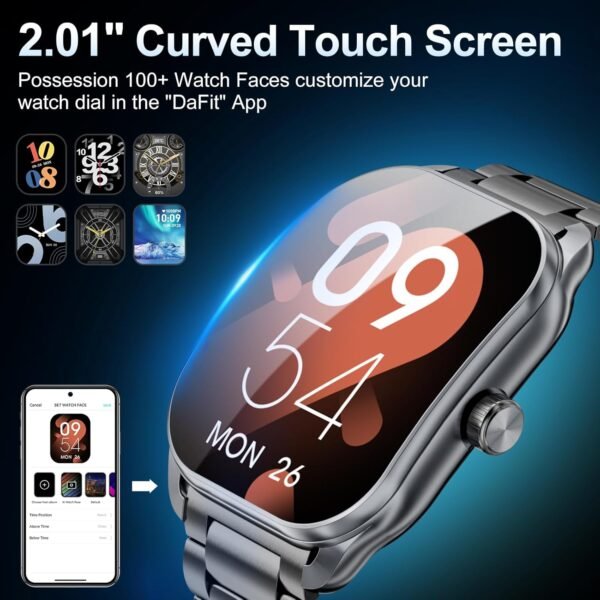 Curve Military Smart Watch for Men(Answer/Make Call), 2.01" Smartwatch with Heart Rate/Sleep Monitor, Fitness tracker with 120+ Sports Modes IP68 Waterproof Fitness Watch for Android iOS (2 Straps)