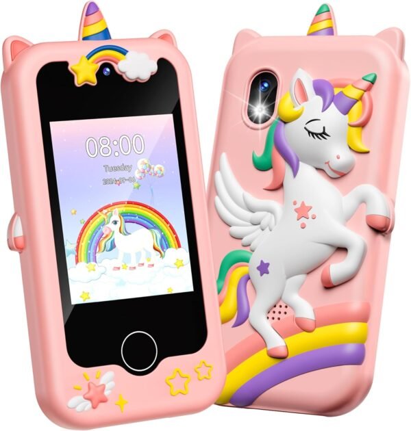 Kids Smart Phone for Girls, Christmas & Birthday Gift for Kids Age 3-12, Toddler Learning Educational Toy with Pretend Play & Educational Games, 8 GB Card