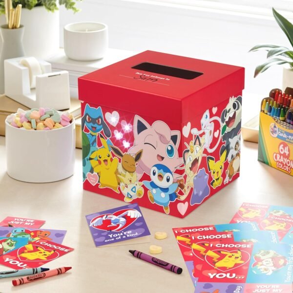 Hallmark Pokemon Valentine's Day Cards & Mailbox with Sound for Classroom Exchange (34 Piece)