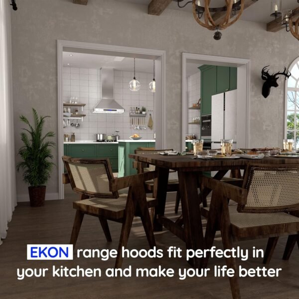 EKON Wall Chimney Range Hood 30", Ducted/Ductless Convertible Range Hood Stainless Steel 900CFM with 4 Speeds Touch Control LCD Display,Delay Shut Off Function,Dishwasher Filters (NAP02-R-30")