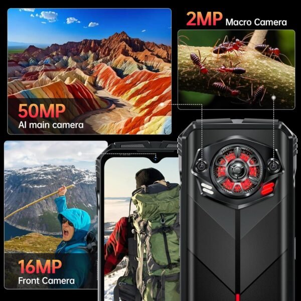 DOOGEE S Punk Rugged Phone Unlocked 2024, 16GB+256GB Cell Phones, 6.58" FHD+ Android 14 Phone, 10800mAh Battery Rugged Smartphone, 50MP Camera, 126dB Speaker/LED Light Effect/4G Dual SIM/NFC/GPS