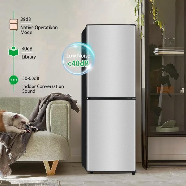 5.6 Cu.Ft Refrigerator, Double Door Fridge with Freezer, RV Refrigerator with 7 Adjustable Thermostat, 3 Shelves and 3 Drawers, Apartment Nevera for Garage, Kitchen, Silver
