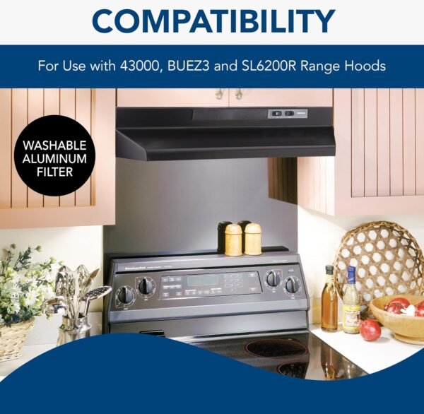 Broan-NuTone BP57 Aluminum Filter with Light Lens, Kitchen Exhaust Grease Filter, Stove Hood Vent Air Filter