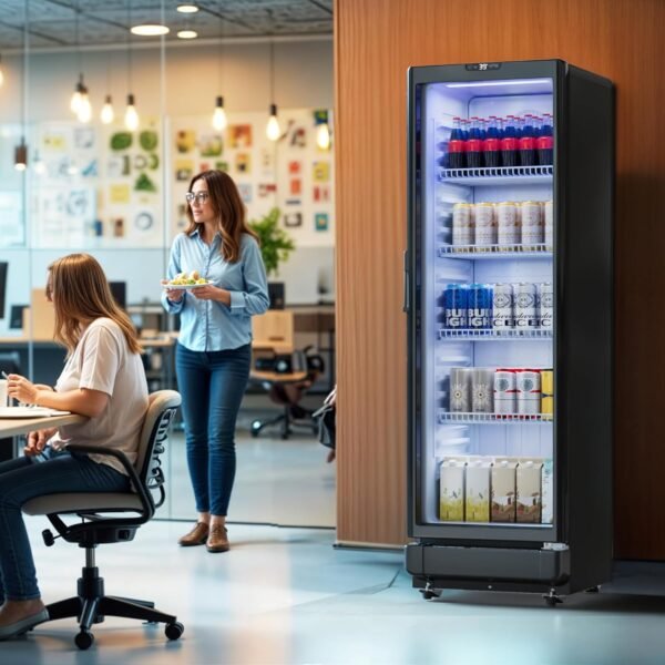 YITAHOME 8.5 CU.FT. Commercial Beverage Display Refrigerator with Single One Glass Door, Drink Beer Fridge Cooler for Office Garage Bar Gym with Locking, Led & 2 Keys