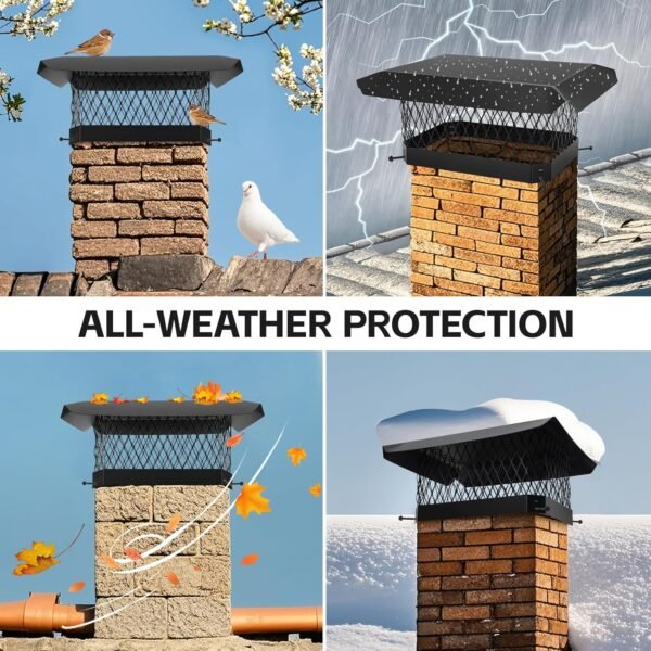 G GOOD GAIN Chimney Cap - 9 x 13 inch Chimney Cover for Outside Galvanized Steel | Fireplace Rain Caps with Hood Plate | Chimney Flue Cover Fits Existing Tiles with Adjustable Metal Screws & Gloves