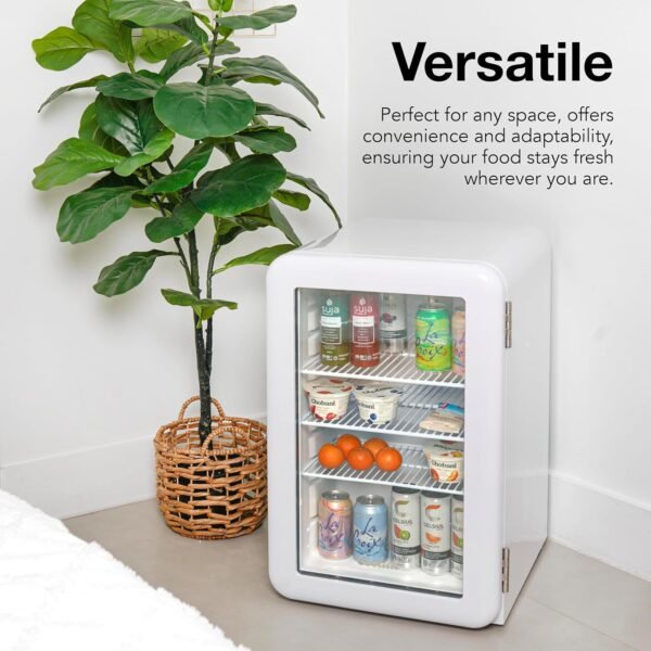 Cooluli Decor 2.4 cu ft Compact Mini Fridge with Glass Door - Small Refrigerator for Bedroom, Office, Dorm - Ideal for Soda Drinks, Beer (White)