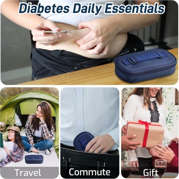 Cruxer Insulin Vial Cooler Travel Case,Diabetes Carrying Insulated Bag for Supplies Keep Medicine Cool,Diabetic Small Bottle Protector Kit for Storage,Portable Mini Pack with Protective Ice Brick