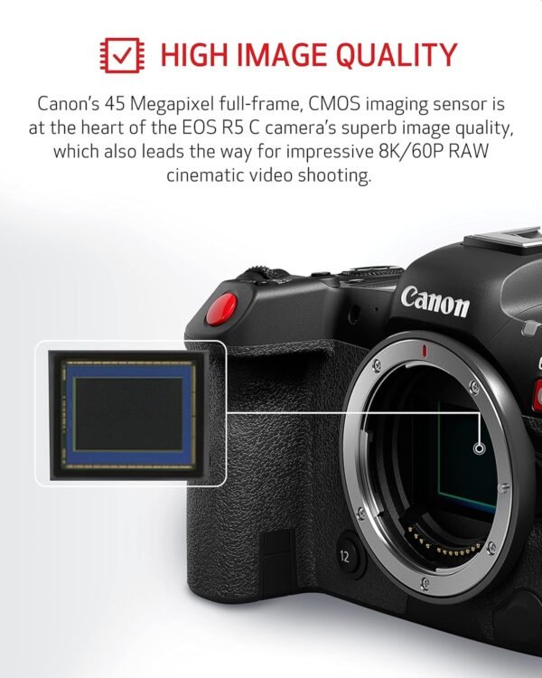 Canon EOS R5 C RF24-105mm F4 L is USM Lens Kit 8K/60P FF Sensor Pro Cinema/Photo Camera, RF Mount, Internal RAW, 8K HDMI RAW Out, 4K/2K Oversampling, Compact, Lightweight Design, Dual Pixel CMOS AF