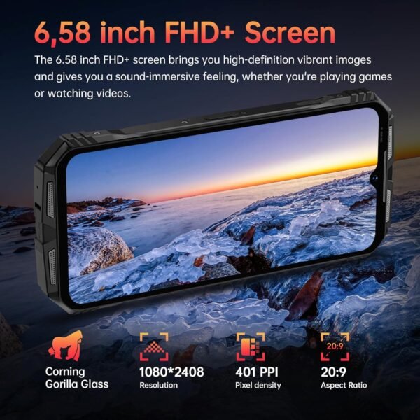 DOOGEE S Punk Rugged Phone Unlocked 2024, 16GB+256GB Cell Phones, 6.58" FHD+ Android 14 Phone, 10800mAh Battery Rugged Smartphone, 50MP Camera, 126dB Speaker/LED Light Effect/4G Dual SIM/NFC/GPS