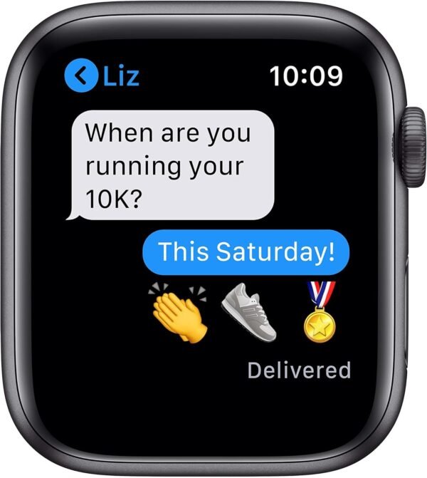 Apple Watch Series 6 (GPS, 44mm) - Space Gray Aluminum Case with Black Sport Band (Renewed)