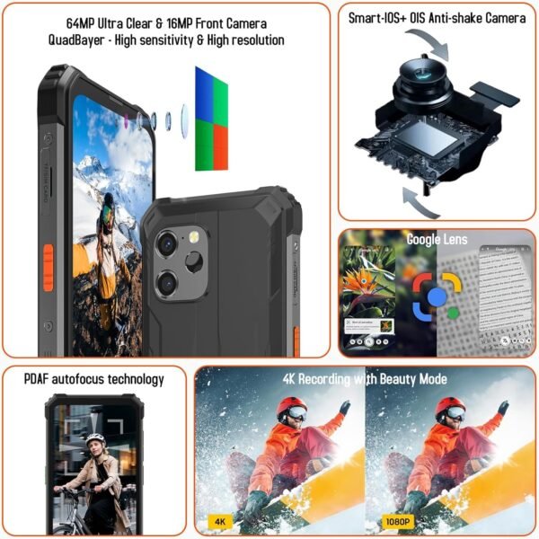 Blackview BV8900 Rugged Smartphone(With FLIR Thermal Image Camera), 16GB RAM+256GB ROM(up to 2TB), Android 13, 10000mAh Battery 33W Fast Charge, 64MP Camara, 6.5inch 2.4K Display, NFC, IP68 Waterproof