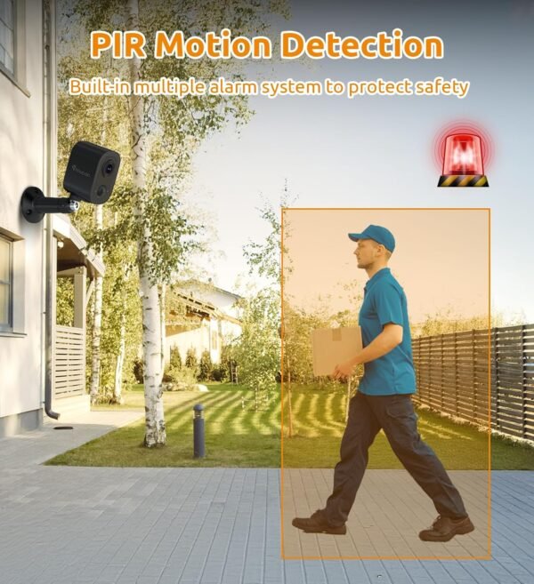 2K Security Cameras Wireless Outdoor, Cameras for Home Security with 2-Way Audio, PIR Motion Detection, Night Vision, Cloud Storage, IP65 Weatherproof, Outdoor Camera Work with Alexa & Google Home