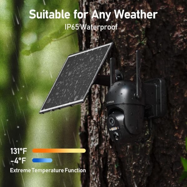 SEHMUA 4G LTE Cellular Solar Security Camera Wireless Outdoor, No WiFi Solar Powered Camera, 360° Live View, 2K Color Night Vision, PIR Motion Sensor, 2 Way Talk, Built in SIM Card