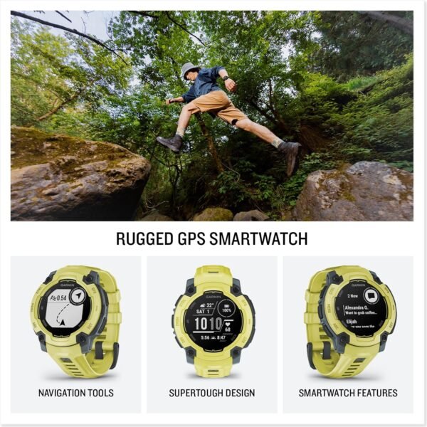 Garmin Instinct E 45mm, Outdoor GPS Smartwatch, 24/7 Health Monitoring, Up to 16 Days of Battery Life, Electric Lime (010-02933-01) Health, Fitness and Tactical Smart Watch Bundle for Men and Women