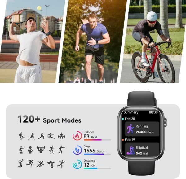 Smart Watch(Answer/Make Call), 1.83" Fitness Watches for Men Women with Heart Rate/Blood Oxygen Monitor, Sleep Tracker, Pedometer, 120+ Sport Modes, IP68 Waterproof Fitness Tracker for Android iPhone