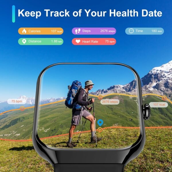 Smart Watch for Men Women Answer/Make Calls, 1.96" HD Fitness Watch with 113+ Sports, Heart Rate Monitor Sleep Monitor Activity Trackers with Step Counter, IP68 Waterproof, Smartwatch for Android/iOS