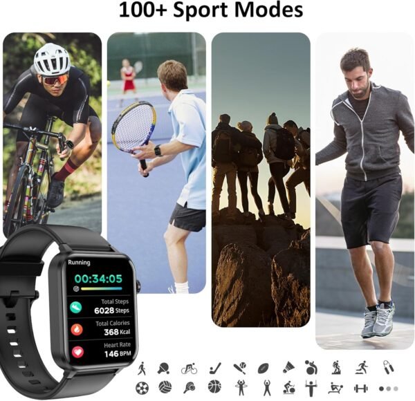 Fitness Tracker 2024 (Answer/Make Calls),Smart watch for Men Women,1.85'' Smartwatch with 24/7 Heart Rate and SpO2,SleepTracker,100+Sport,Pedometer,IP68 Waterproof Activity Trackers for Android iPhone