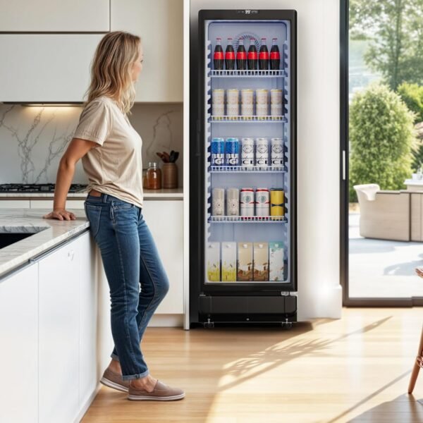 YITAHOME 8.5 CU.FT. Commercial Beverage Display Refrigerator with Single One Glass Door, Drink Beer Fridge Cooler for Office Garage Bar Gym with Locking, Led & 2 Keys