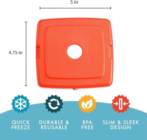 Cool Coolers by Fit & Fresh Slim Ice Packs, Quick Freeze, Space-Saving, Reusable Ice Packs for Lunch Boxes & Coolers