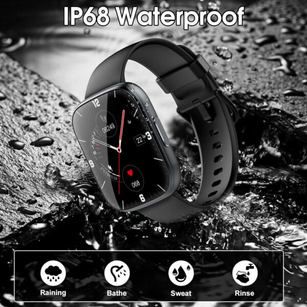 Smart Watch for Men Women Bluetooth Call, 1.95" HD Touch Screen Fitness Watch with Sleep Heart Rate Monitor, 100+ Sports Modes, IP68 Waterproof Activity Trackers for Android iOS, Black